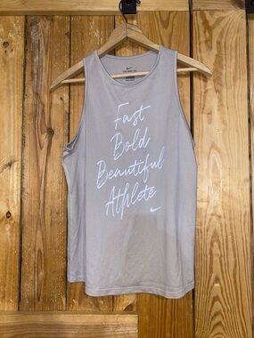 Nike Light Gray Script Dri fit Athletic Tank